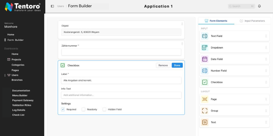 No Code Form Builder | Drag and Drop Form Builder - Tentoro Technologies